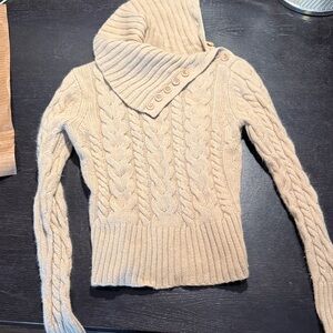 Banana Republic Cream Cable Knit Cowl Neck Sweater